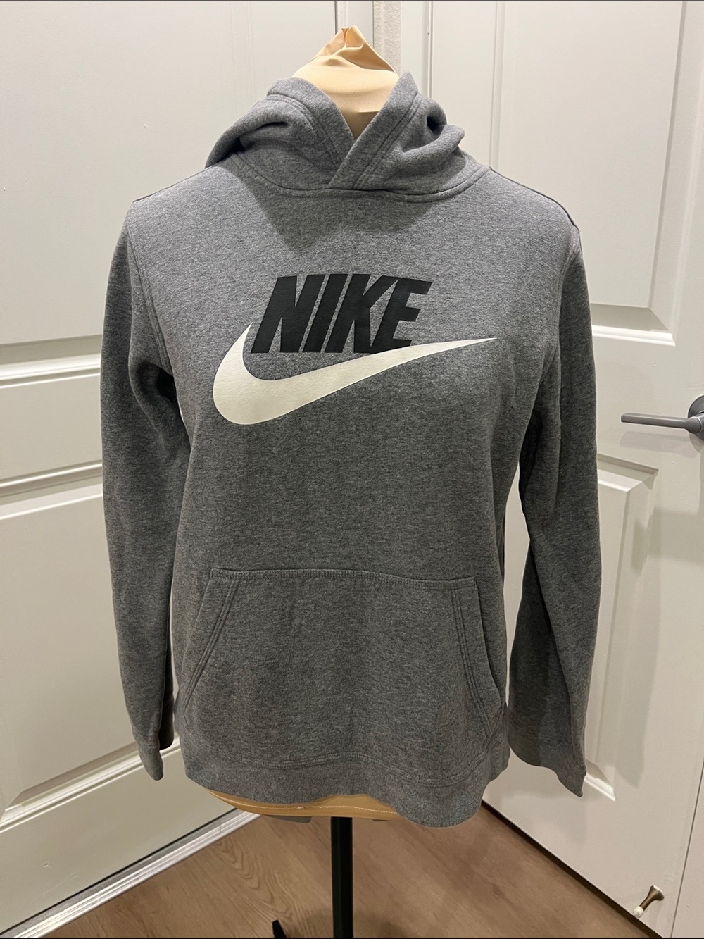 Nike Gray Crewneck Hoodie with Black Logo and White Swoosh